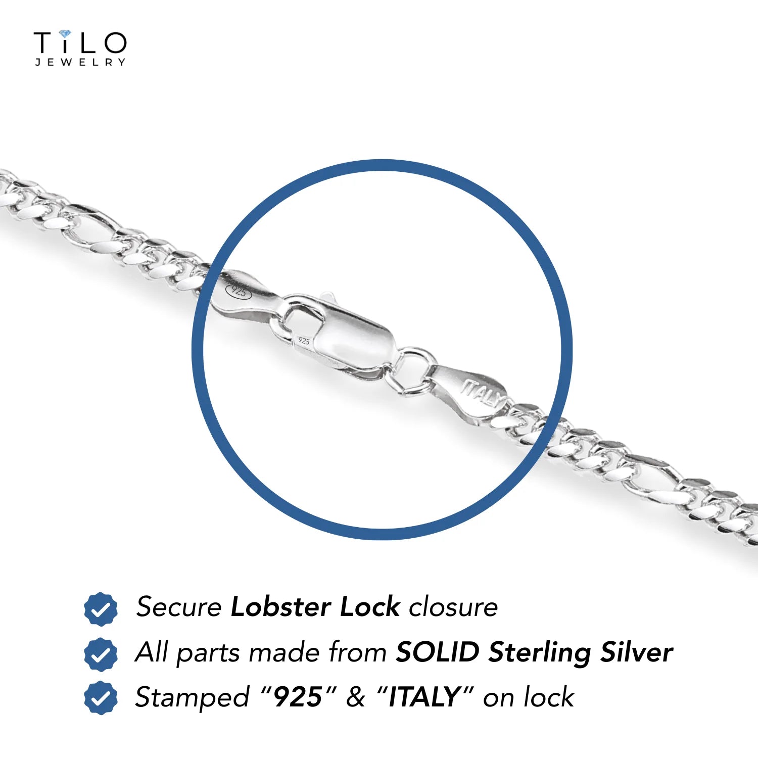 Sterling Silver Italian Figaro Chain Bracelet