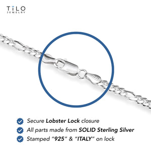 Sterling Silver Italian Figaro Chain Bracelet
