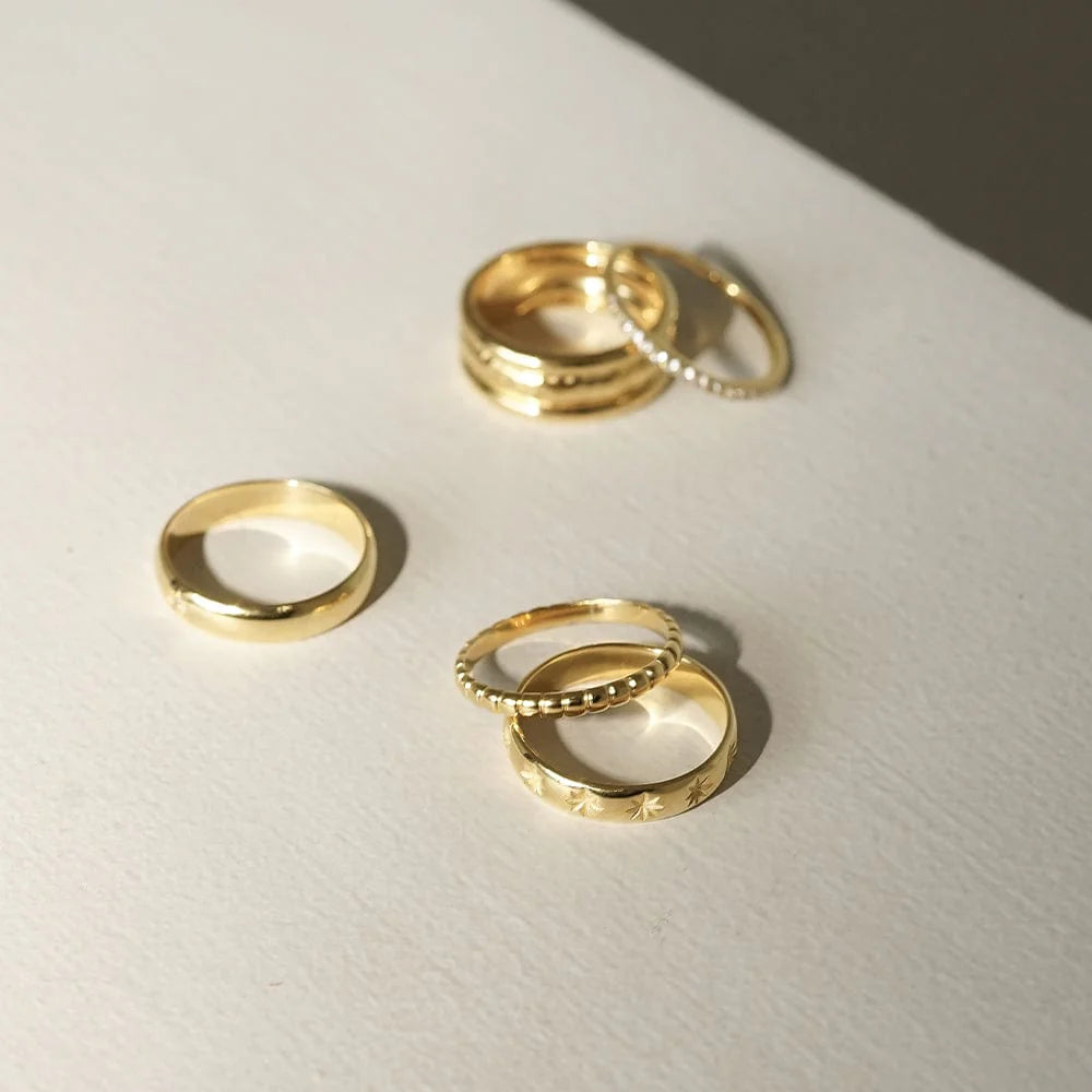 Dainty Ridged Stacking Ring 18Ct Gold Plate