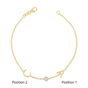 Diamond Bezel Multi Initial Bracelet