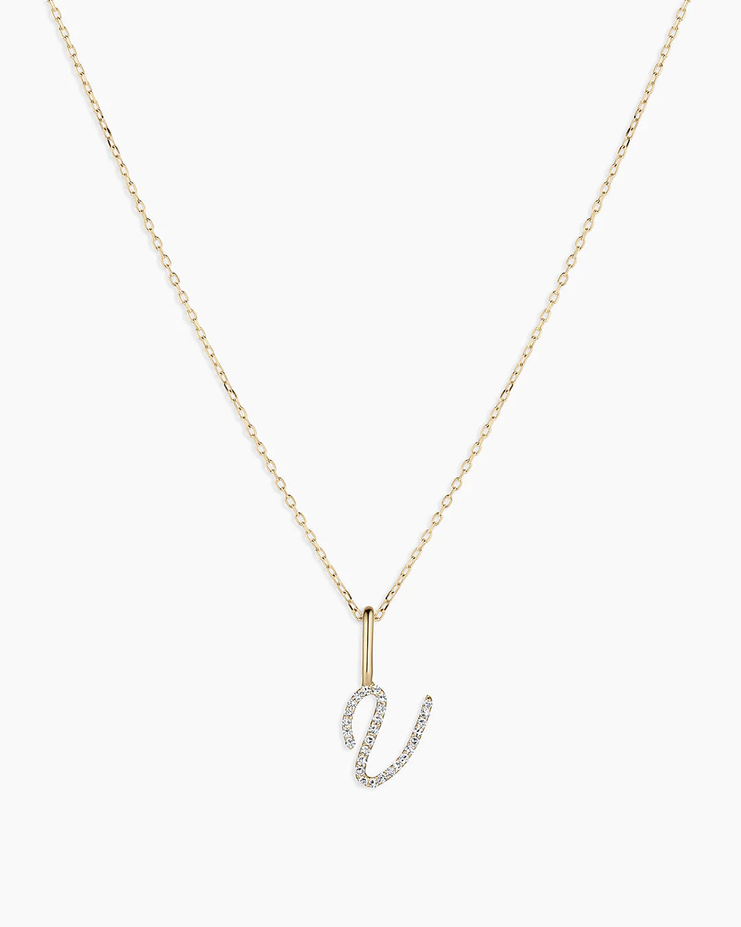 Diamond Script Alphabet Charm Necklace