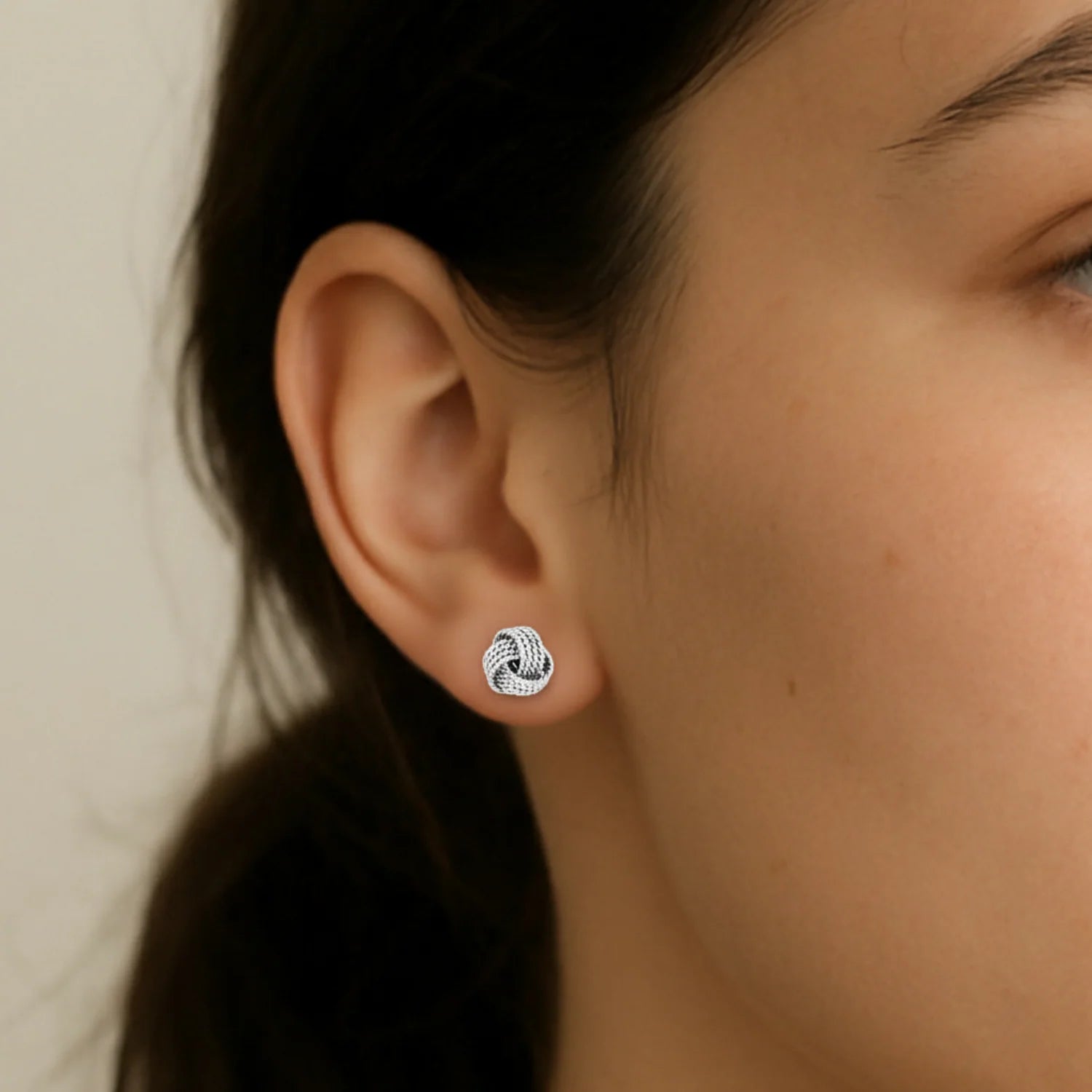 Sterling Silver Braided Love Knot Stud Earrings