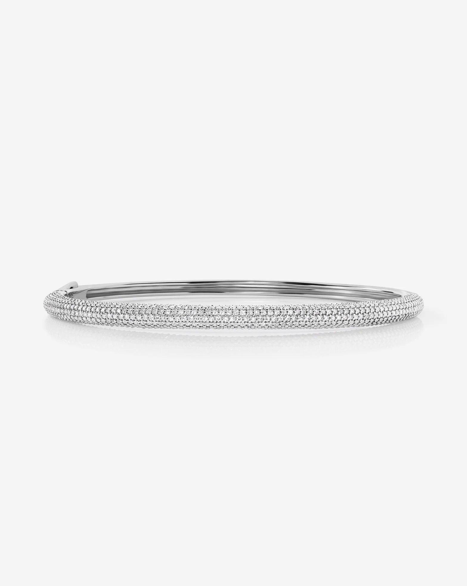 Stunning Pavé Diamond Stackable Gold Cloud Bangle for Effortless Elegance.
