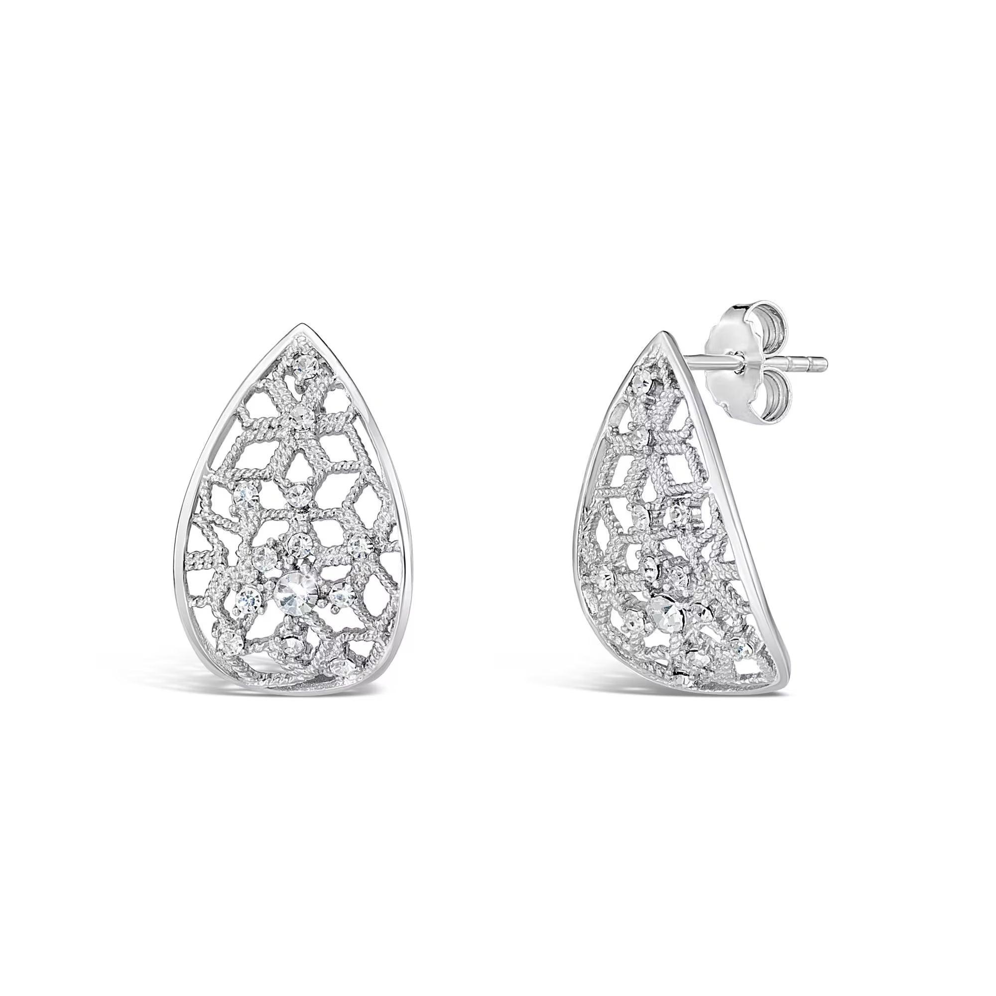 Elegant 925 Sterling Silver Teardrop CZ Stud Earrings - Perfect Gift for Her!.