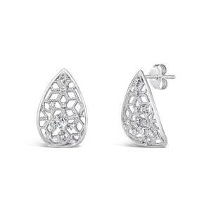 Elegant 925 Sterling Silver Teardrop CZ Stud Earrings - Perfect Gift for Her!.