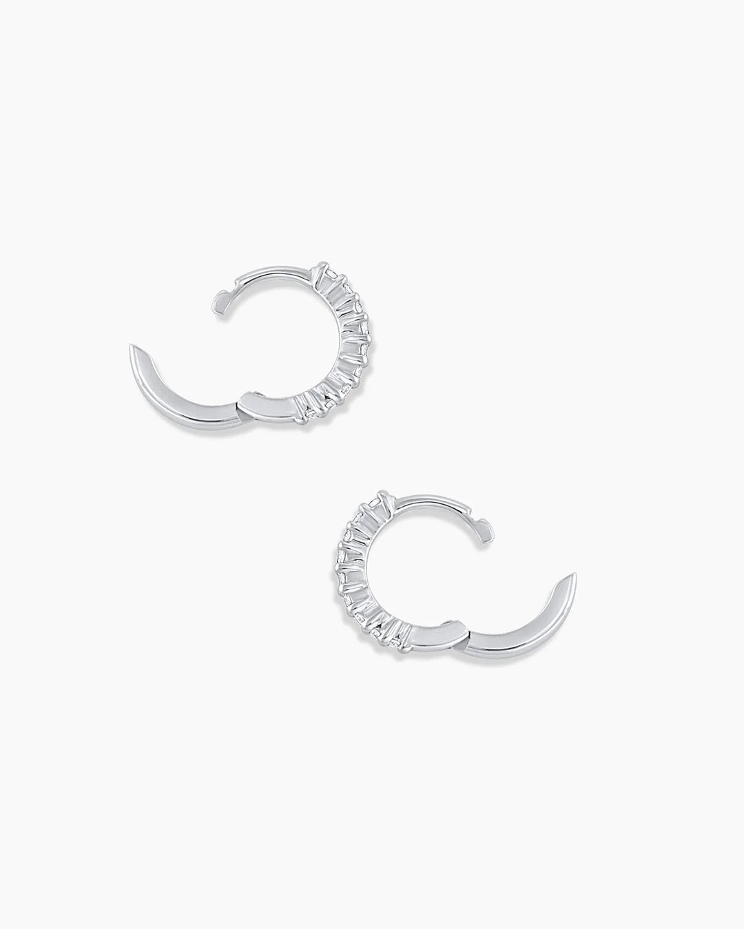 14K White Gold Diamond Pavé Huggies