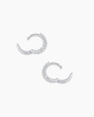 14K White Gold Diamond Pavé Huggies