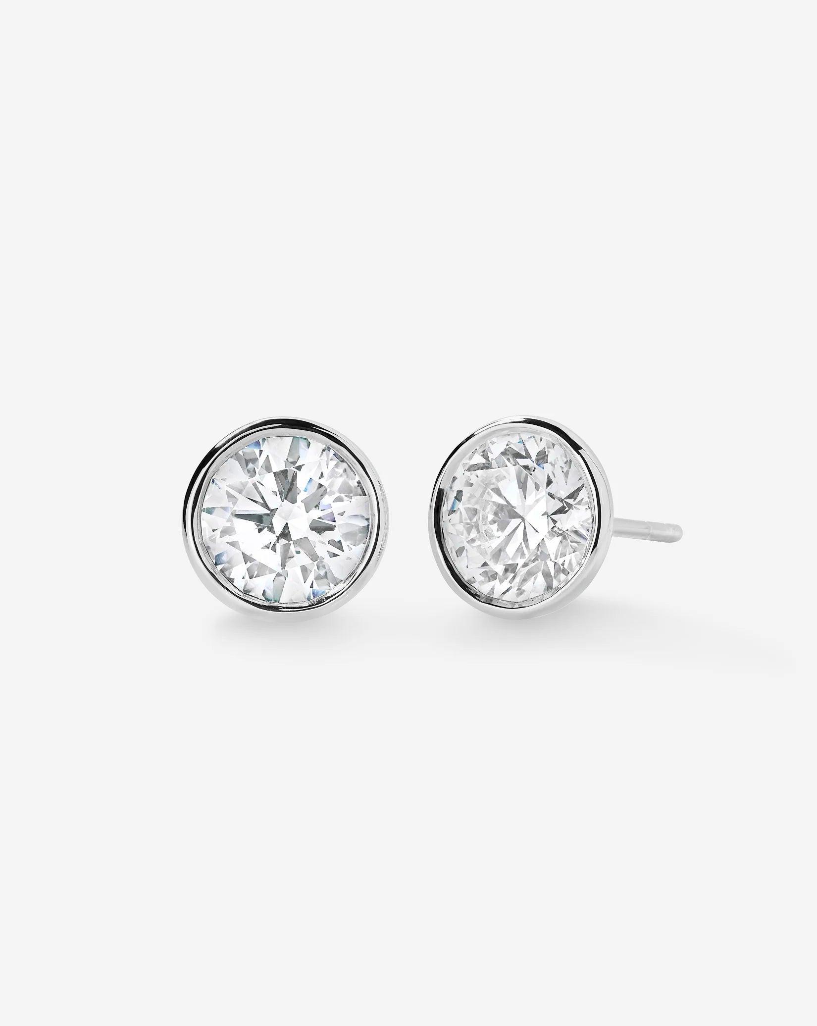 Exquisite Bezel-Set Round Lab Diamond Stud Earrings.