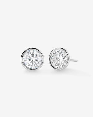 Exquisite Bezel-Set Round Lab Diamond Stud Earrings.