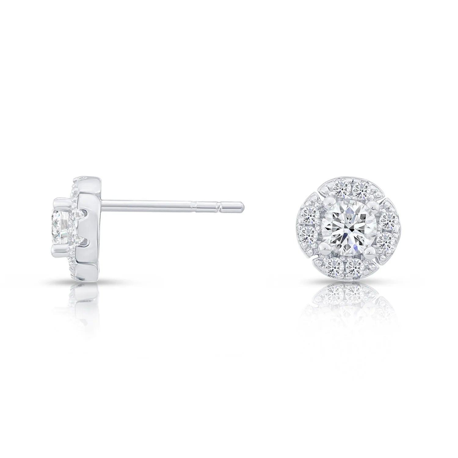 Stunning CZ Halo Flower Stud Earrings in Sterling Silver - Elevate Your Elegance!.