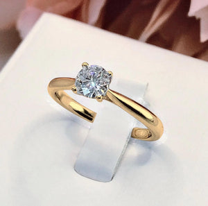 0.5Ct Diamond Engagement Ring, Solitaire Certified Moissanite Diamond Ring, Gold Simple Engagement Ring, Promise Ring, Anniversary Ring