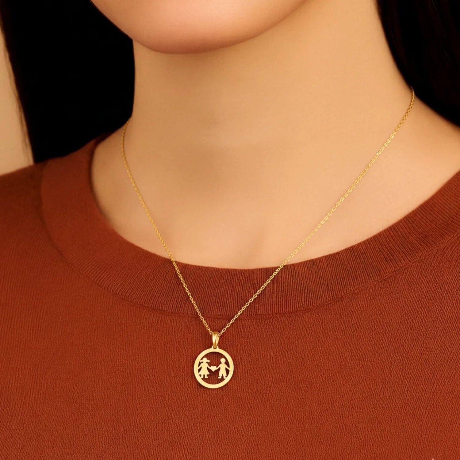 Charming 14K Yellow Gold Heart Pendant Necklace for Boys & Girls.