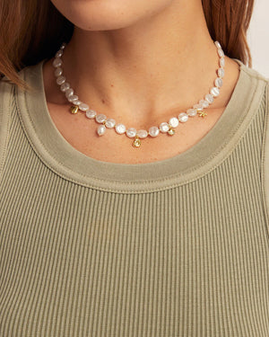Reese Pearl Mini Charm Necklace NikNenz™ Premium Gold & Diamonds