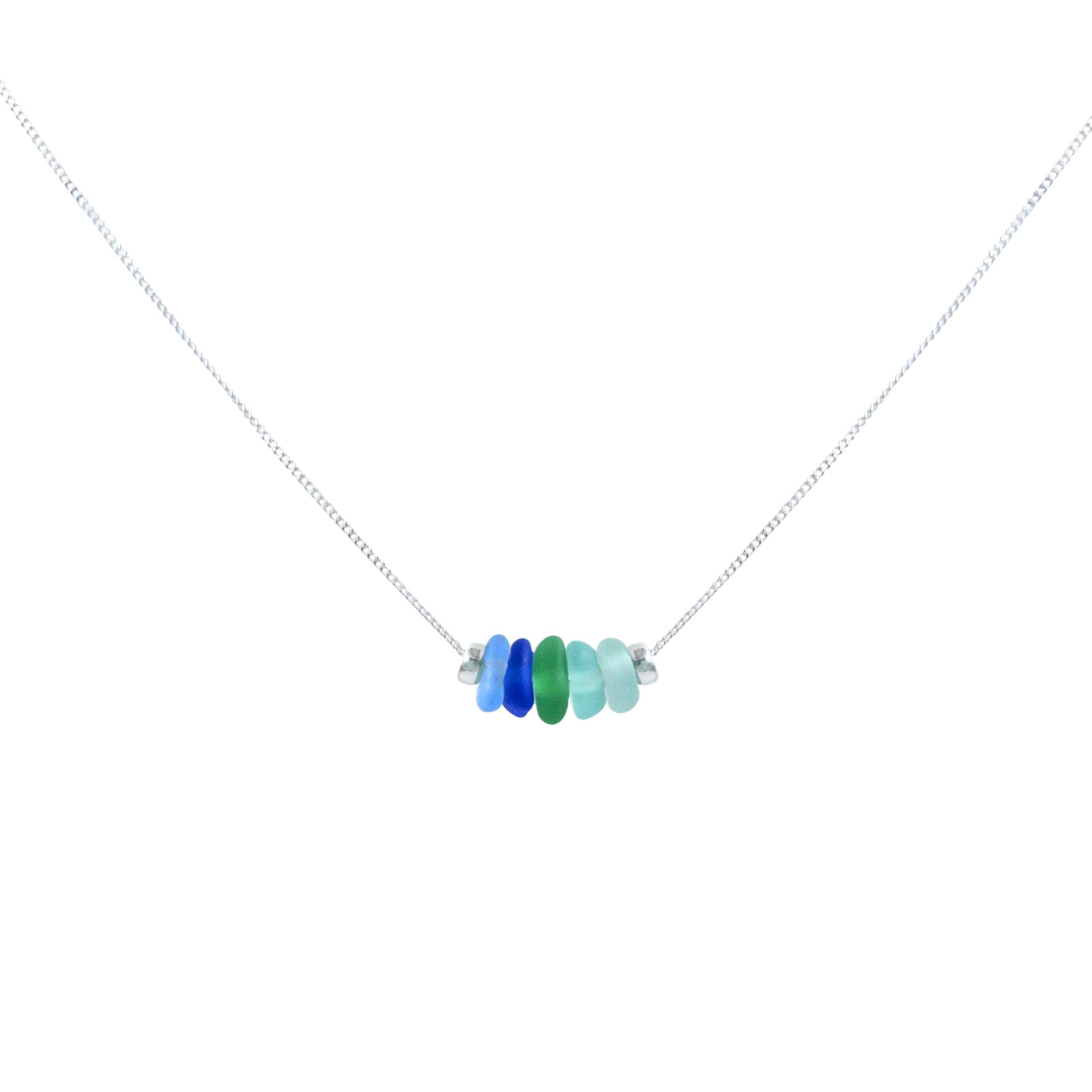 Dainty Aqua Sea Glass Bracelet in Sterling Silver - Perfect Beach-Inspired Jewelry Gift.