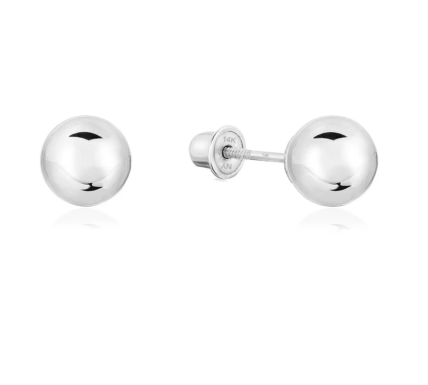 Bundle SET of 3! 14K White Gold Ball Stud Earrings with Screw Backings, Unisex