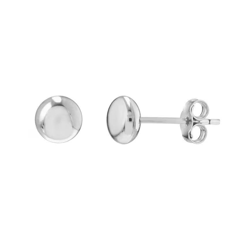 14K Gold Minimalist Flat Ball Stud Earrings - 5.5mm Everyday Essentials for Second Hole Style.