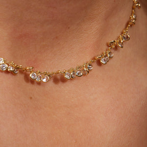 ECRIN | Dainty round Diamond Dangle Necklace, Diamond Station Bezel Necklace