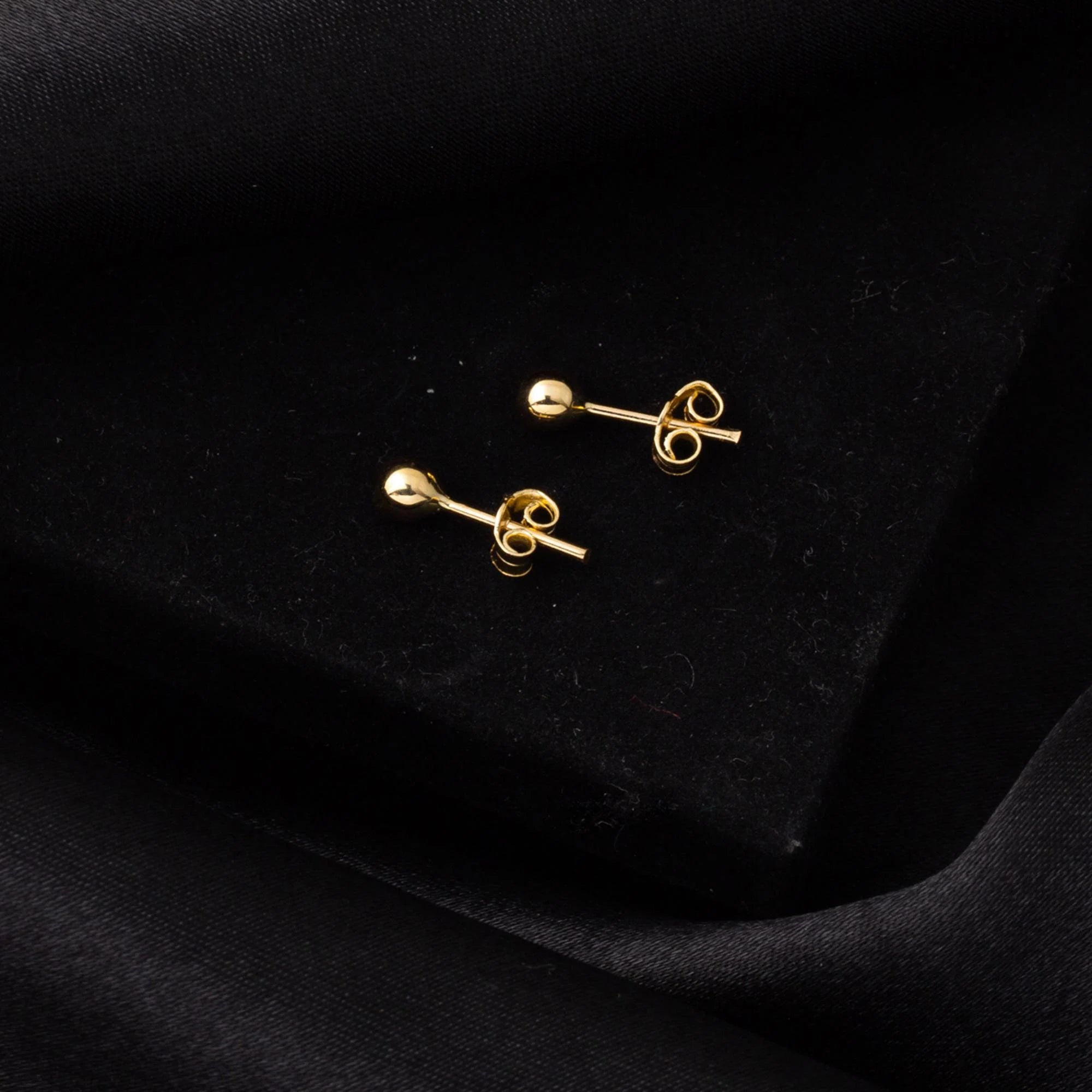 14K Solid Gold Ball Stud Earrings, Yellow Gold Ball Earrings 4Mm, Gold round Ball Stud Sleeper Earrings, Classic Jewelry