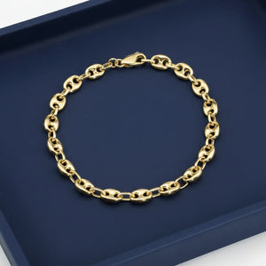 14K Yellow Gold Mariner Link Bracelet, 7.5"
