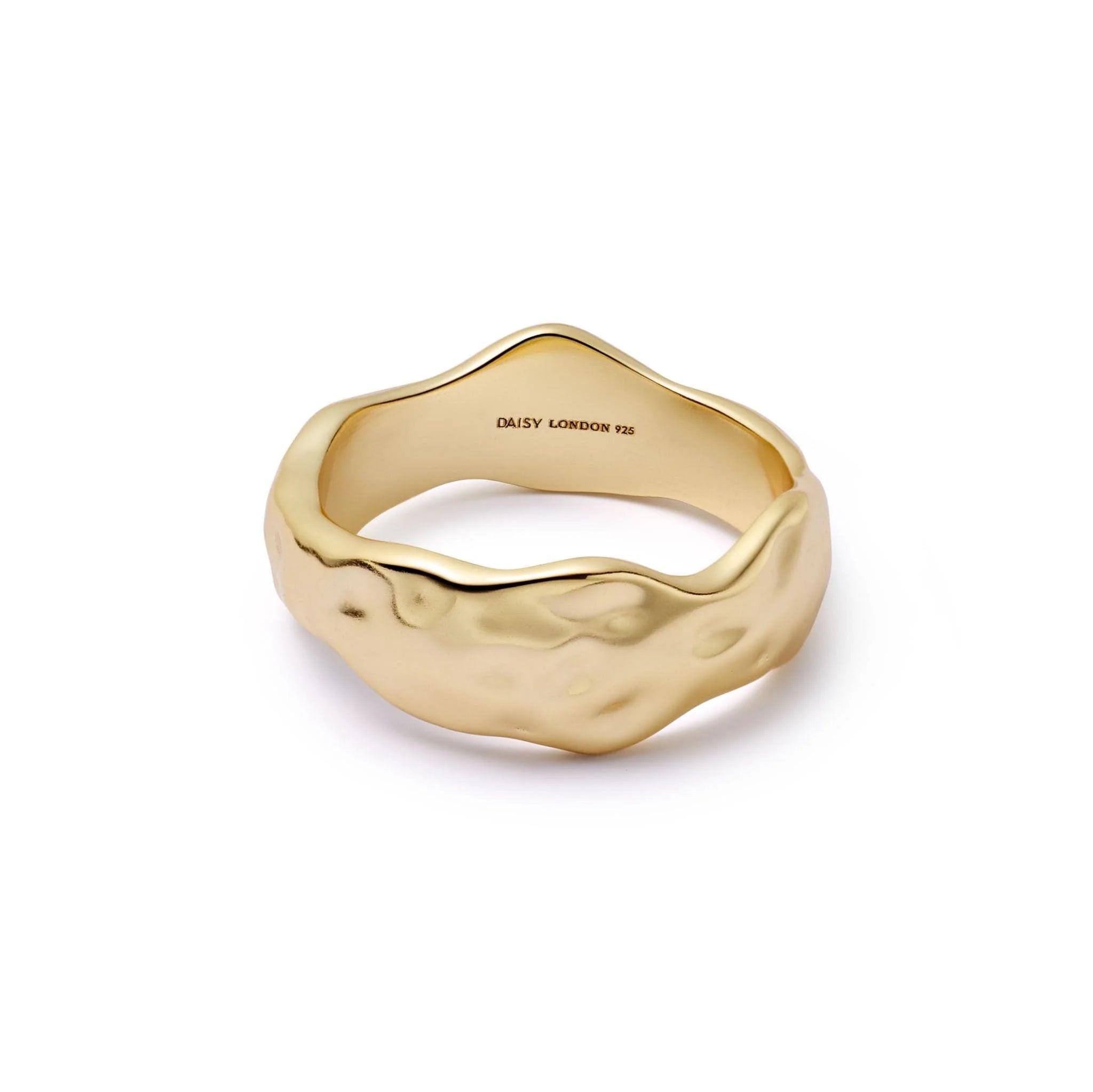 Stunning Organic Chunky 18Ct Gold Plated Band Ring.
