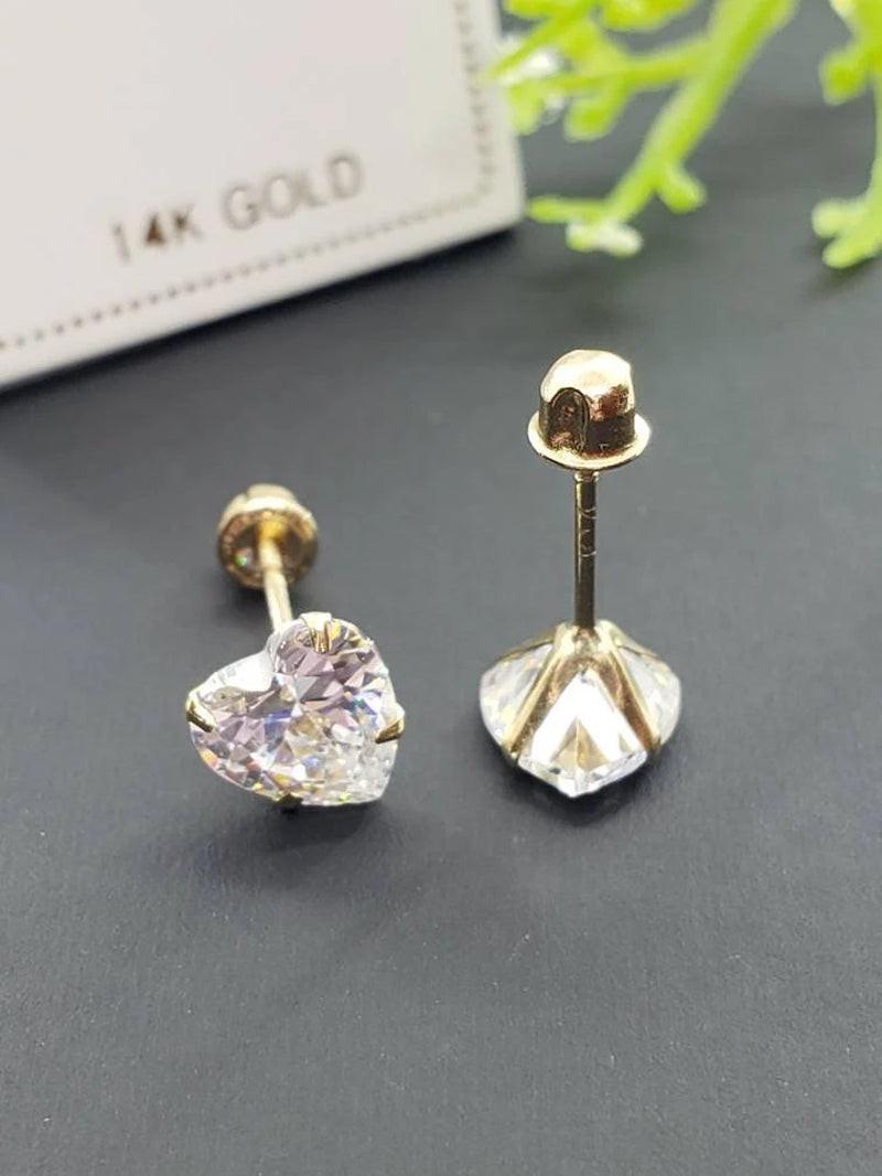 Elevate Your Style with 14K Gold Heart Cut Sparkling Stud Earrings - Perfect for Birthdays & Everyday Luxury!.