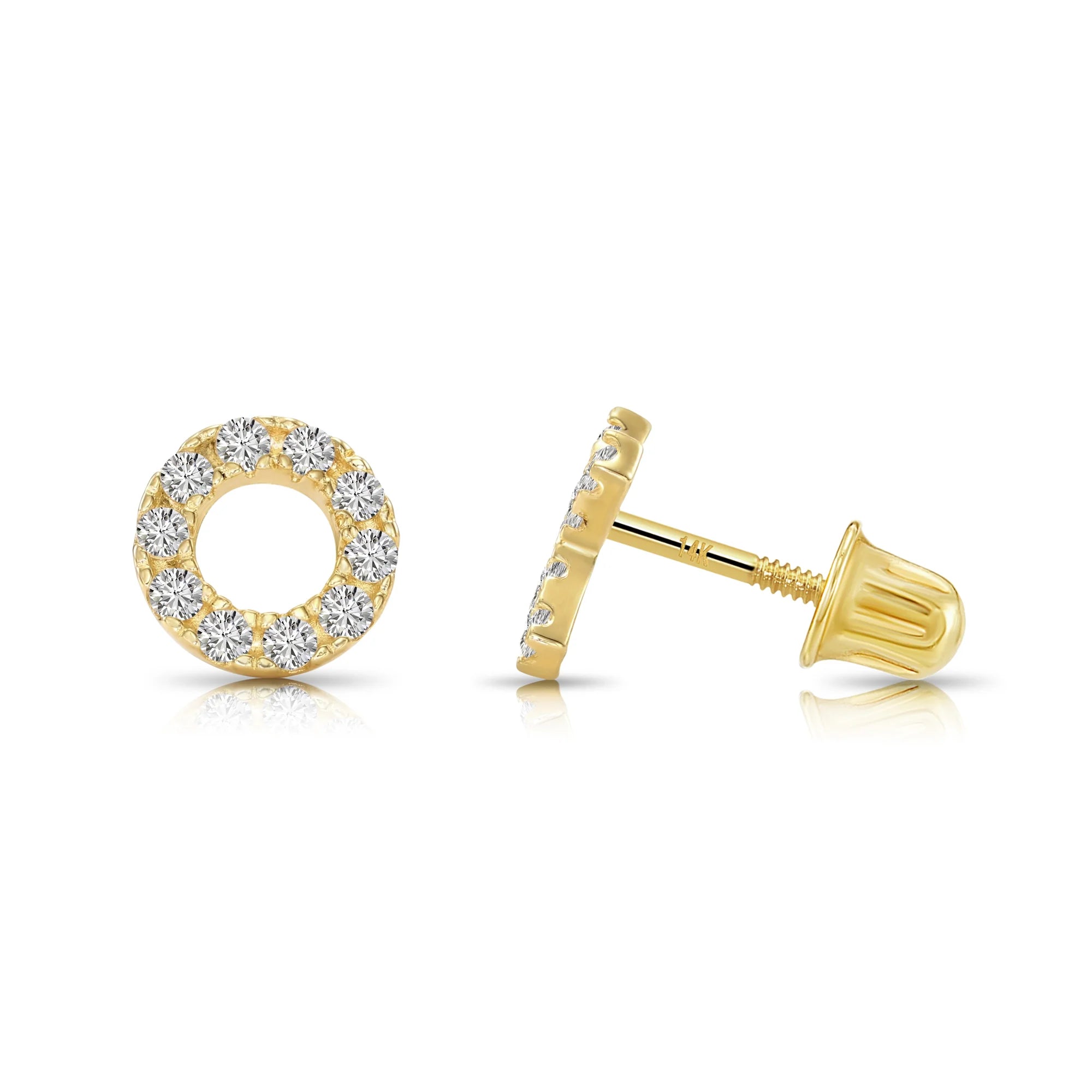 14K Yellow Gold XO Stud Earrings, Hugs and Kisses