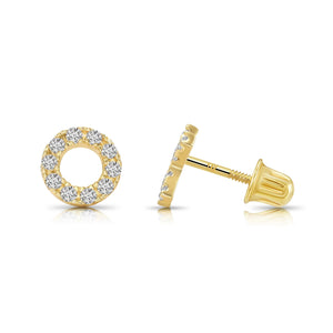 14K Yellow Gold XO Stud Earrings, Hugs and Kisses