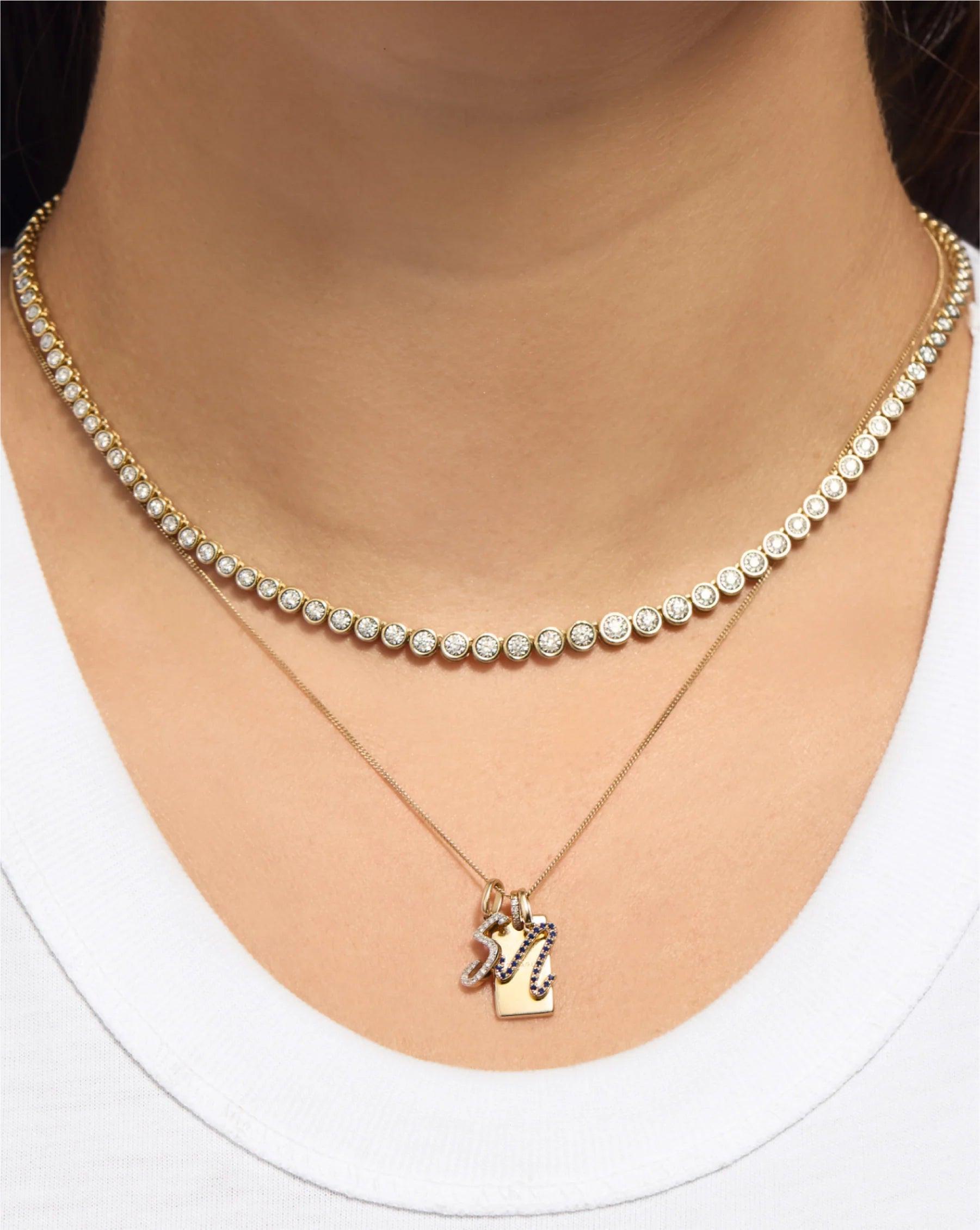 Personalized Gemstone Initial Pendant - Customizable Elegance.