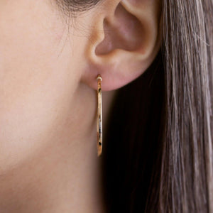 14K Gold Dainty Hoop Earrings - 34mm Large Real Gold Hoops for Women.