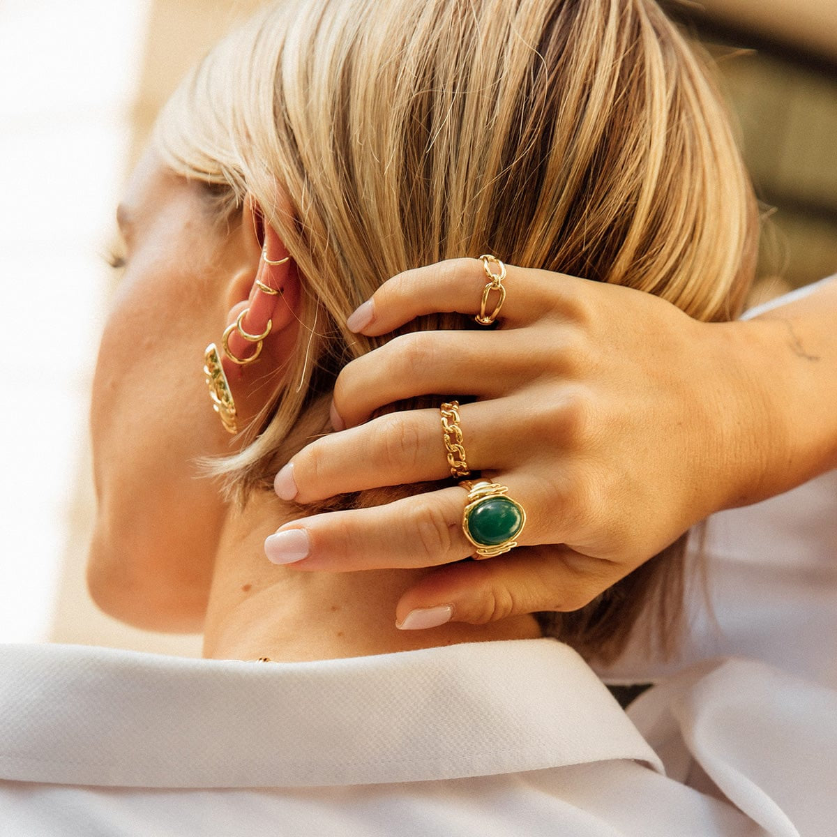 Polly Chunky Gemstone Ring 18Ct Gold Plate