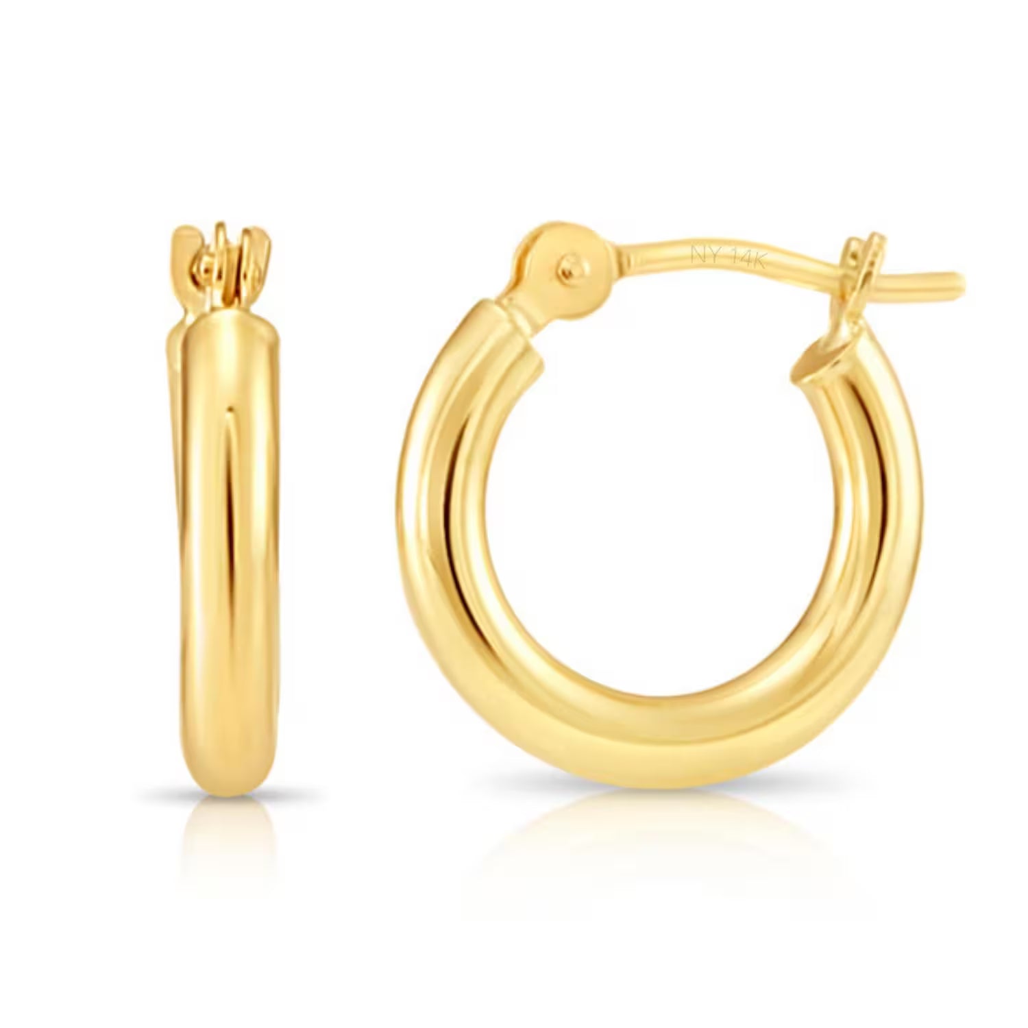 14K Gold Classic Hoop Earrings, Solid 14K Yellow Gold Chunky Hoops, Bold and Classy 3Mm, Designed & Handmade by TILO Jewelry
