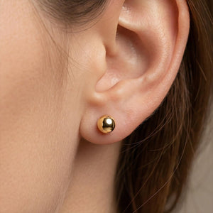 14K Yellow Gold Ball Stud Earrings, 6Mm Dainty Gold Studs