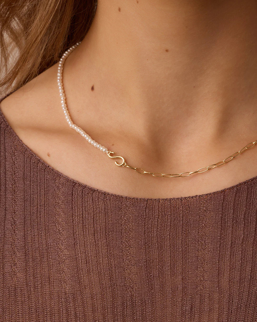 Lou Pearl Alphabet Necklace NikNenz™ Premium Gold & Diamonds