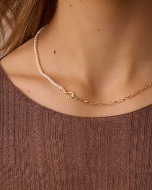 Lou Pearl Alphabet Necklace NikNenz™ Premium Gold & Diamonds