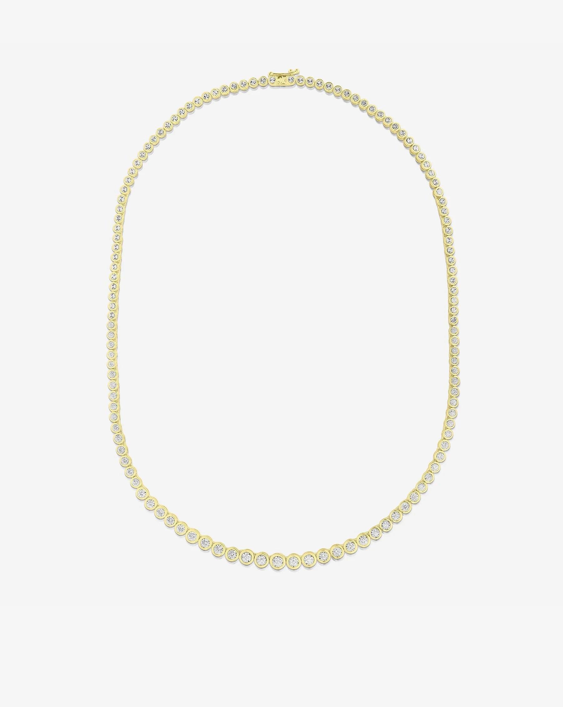 Stunning Graduated Bezel Diamond Tennis Necklace - Elevate Your Elegance.
