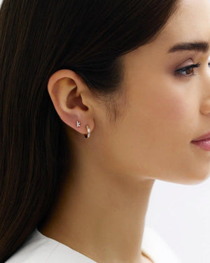 Sparkling Mini Letter Pavé Stud Earrings.