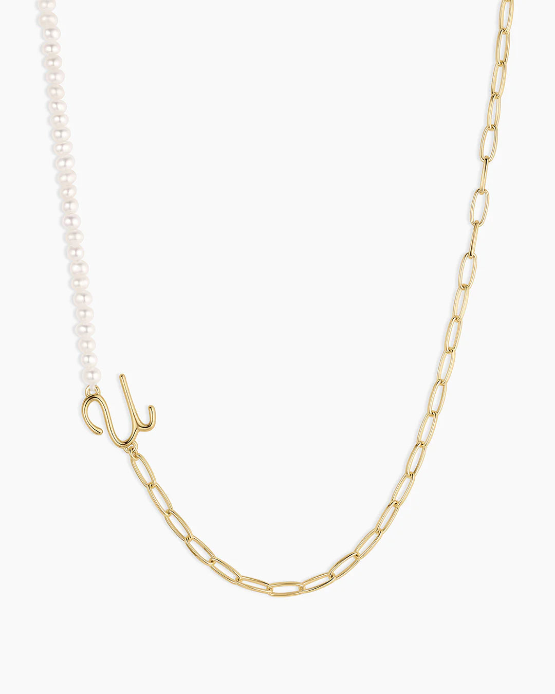 Lou Pearl Alphabet Necklace NikNenz™ Premium Gold & Diamonds
