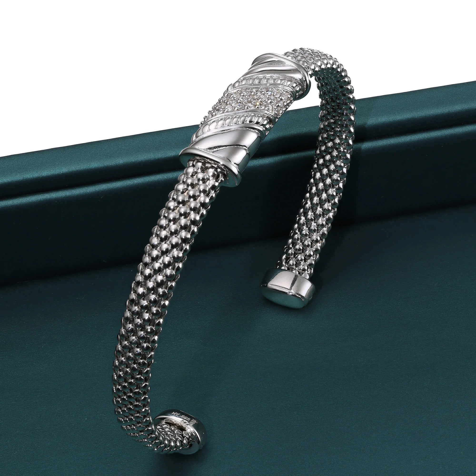 Sterling Silver Italian Bar Cuff Bracelet, Fits 7In-8In