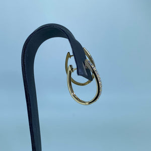 Lab Grown Diamond Hoop Earrings, 14K Gold U Shape, Handmade