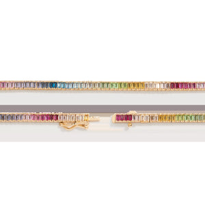 Ombré Rainbow Baguette Tennis Necklace