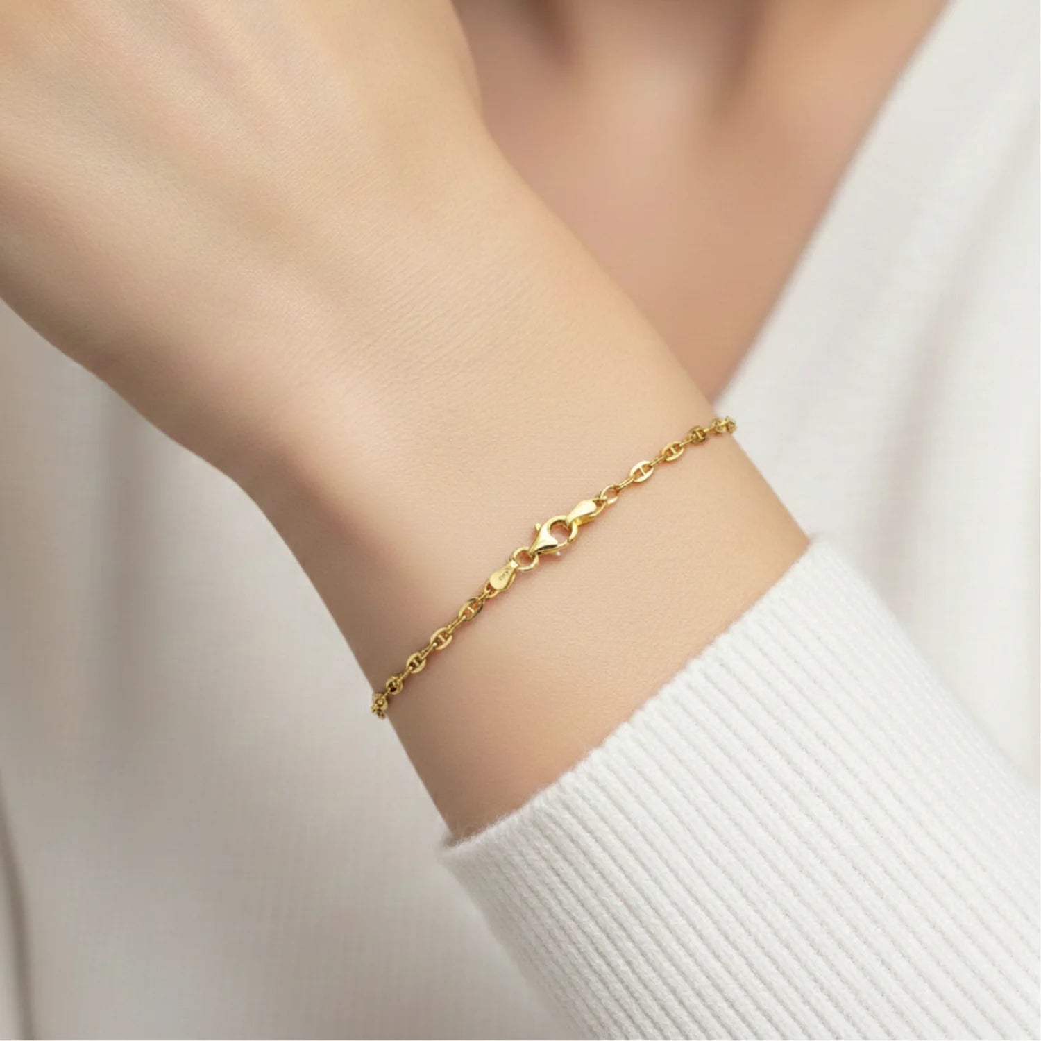 Sterling Silver Gold Plated Mariner Link Bracelet