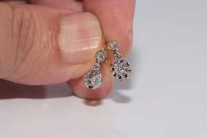 Antique Circa 1920S 18K Gold Art Deco Natural Diamond Decorated Earring