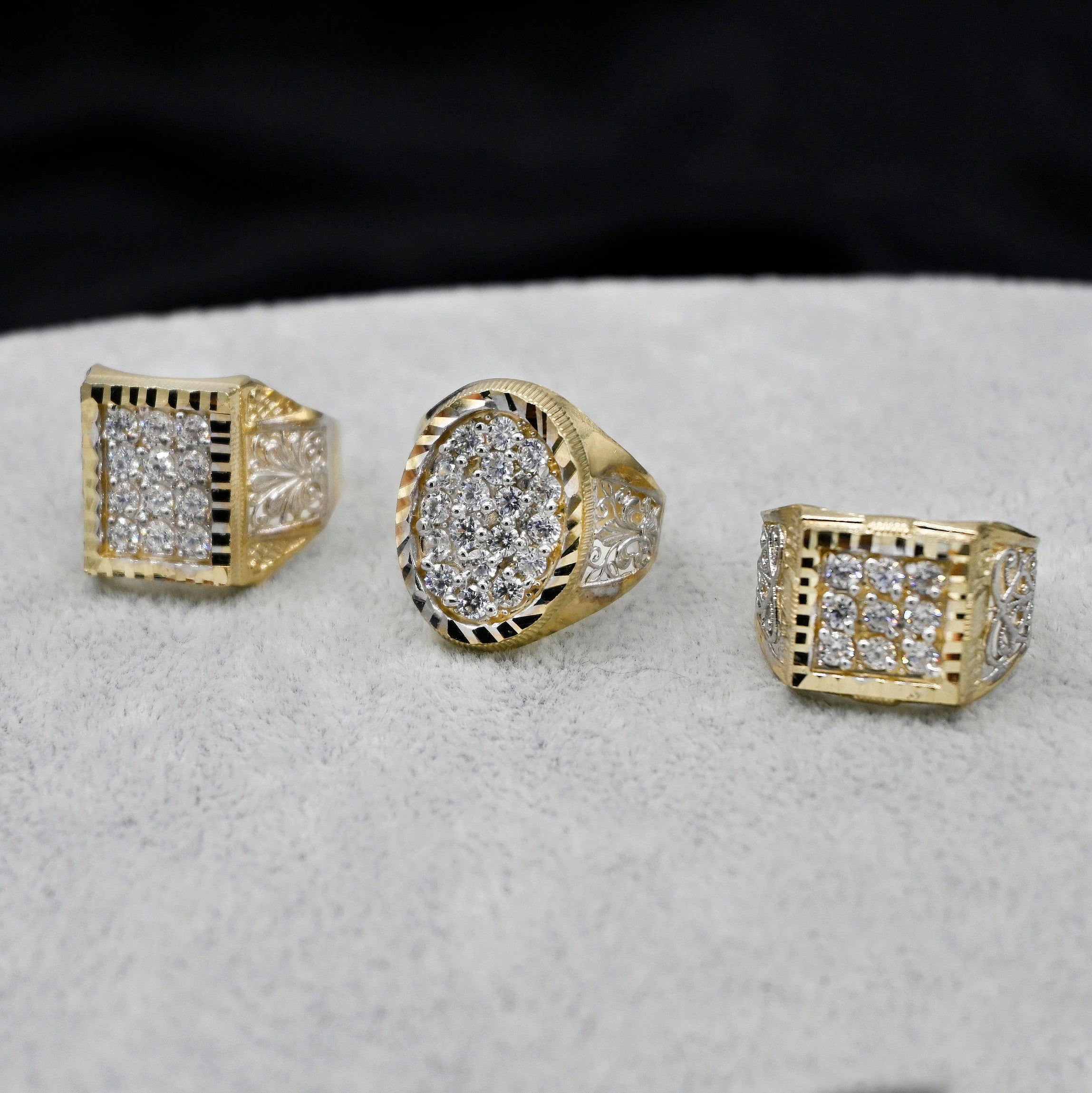 Real 10K Solid Gold Men'S Ring CZ Stone Real Solid 10K Yellow Gold Large Men'S Ring | All Sizes | 10K Solid round Gold Ring