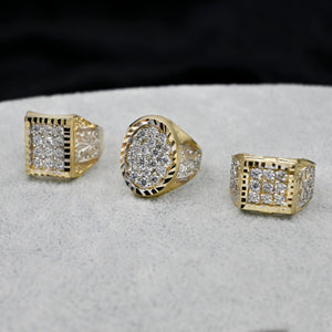 Real 10K Solid Gold Men'S Ring CZ Stone Real Solid 10K Yellow Gold Large Men'S Ring | All Sizes | 10K Solid round Gold Ring