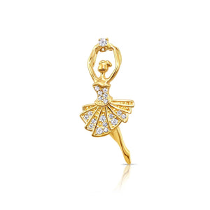 Exquisite 14K Yellow Gold Ballerina Pendant Necklace - A Dream Gift for Dance Enthusiasts!.