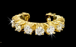 Cubic Zirconia 'Tennis Band' Ear Cuff in Sterling Silver or Gold or Rhodium over Silver