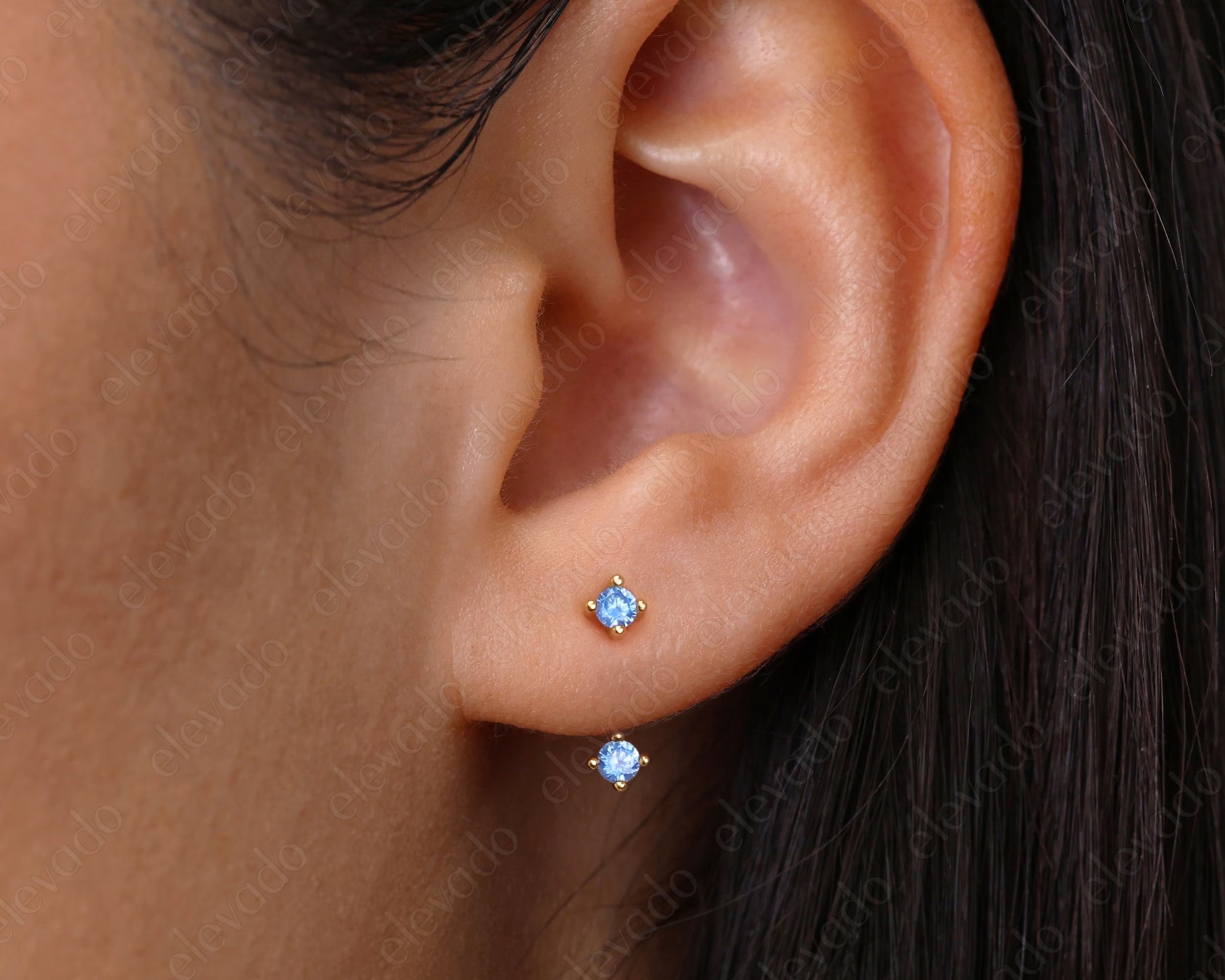 Gold Plated Sterling Silver Ear Jacket Earrings • CZ Dainty Minimal Earring