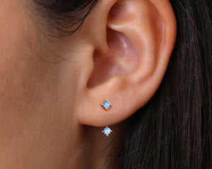 Gold Plated Sterling Silver Ear Jacket Earrings • CZ Dainty Minimal Earring
