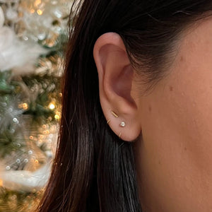 Small Diamond Claw Earring - 14K Solid Gold Huggie Hoop Earring