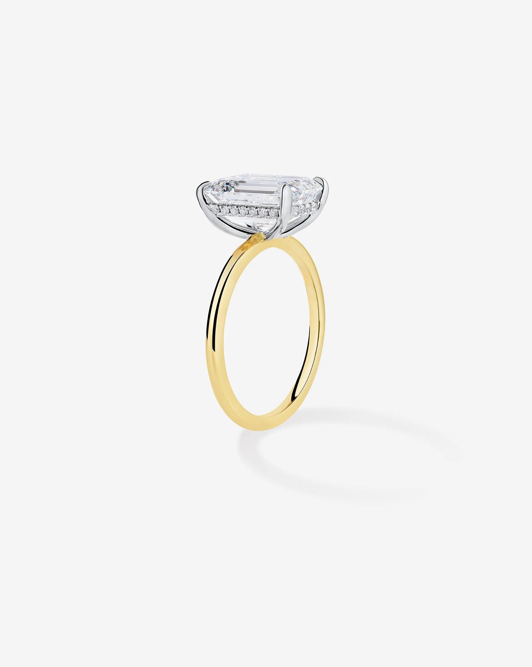 Stunning 2.52 Carat Emerald Lab Diamond in Elegant Whisper Thin® Hidden Halo Setting.